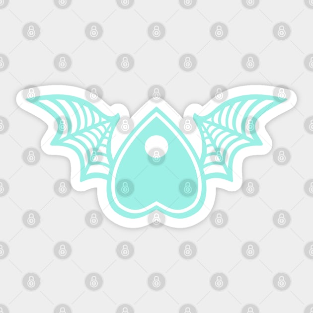 Planchette with Wings - Mint on Black Sticker by AliceQuinn